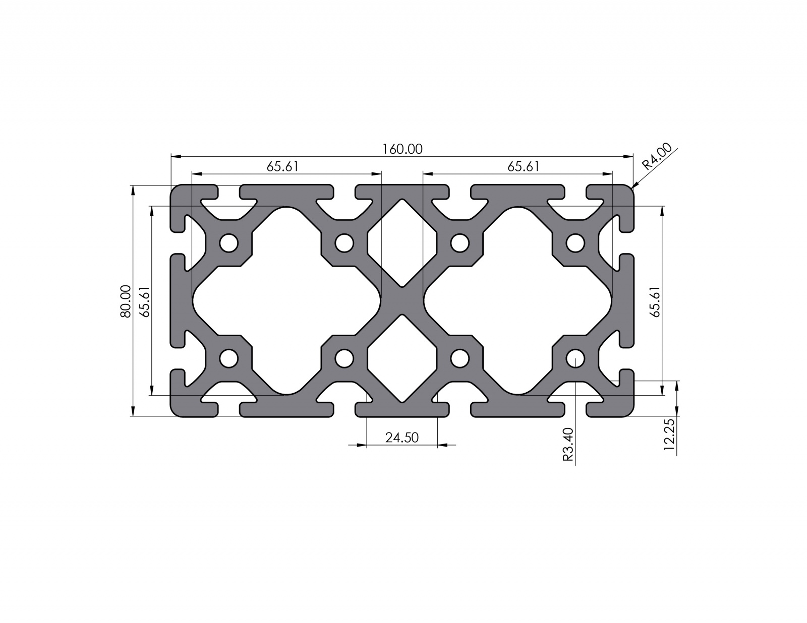 Aluminiumprofil 160x80 Schwer Nut 8 I-Typ